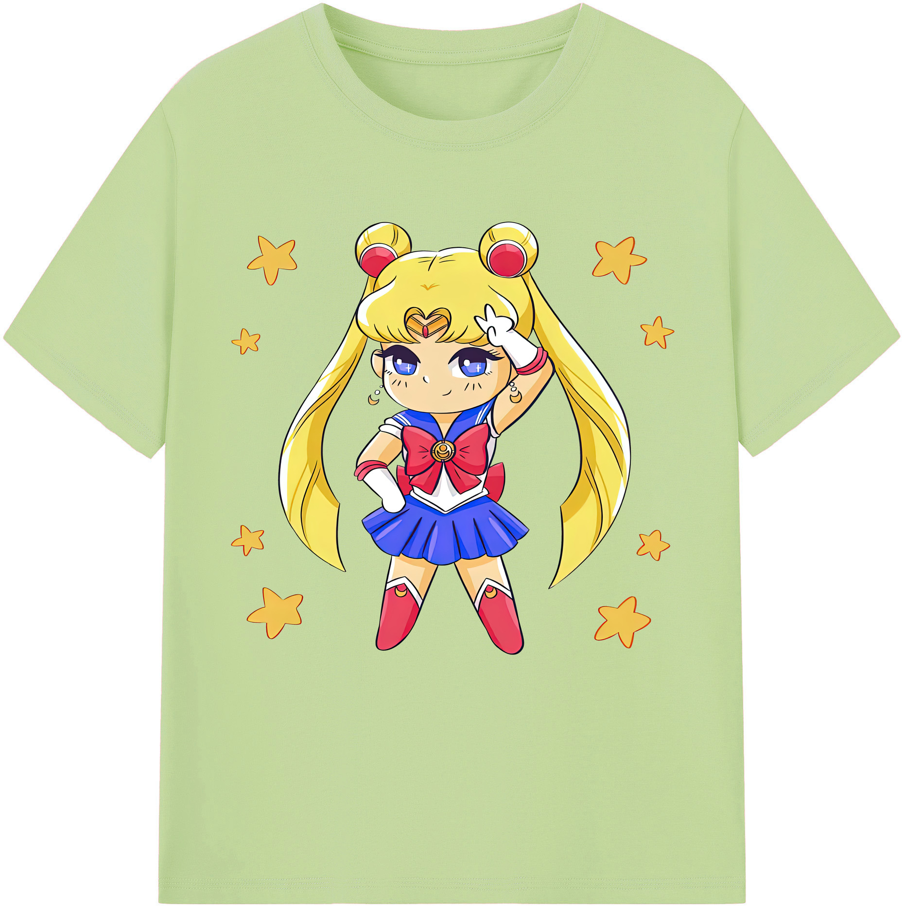 （画像用） 美少女戦士セーラームーン 月野 うさぎ つきの うさぎ Sailor Moon Tsukino Usagi 綿100％半袖Tシャツ（フロントプリント）